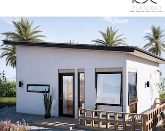 ADU House Plan 20x20 ft Studio | Modern Shed Roof Tiny Home Plan – Palm Model
