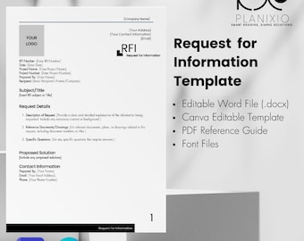 Editable RFI Template: Construction Document for Canva & Word