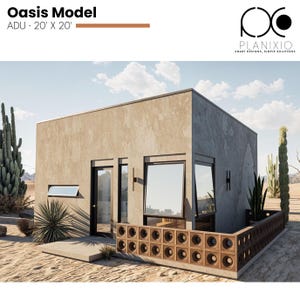 Studio ADU-huisplattegrond pdf | Tiny Home-ontwerp 20 x 20 | Blauwdruk pension | Moderne kleine woning | Oase-model