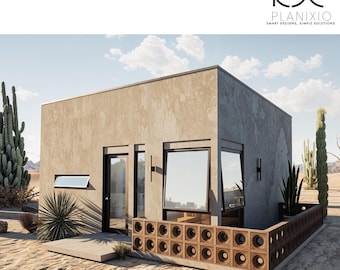 Modern 20x20 Tiny Home ADU House Plan: Oasis Model (PDF)