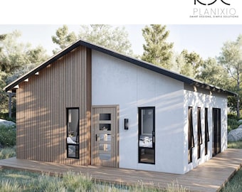 ADU House Plan 22x24 ft | Cozy One-Bedroom Pitched Roof Tiny House – Pinecrest Model