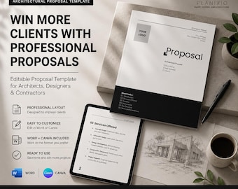 Architectural Proposal Template | Editable Contract for Architects & Designers | Canva and Word Format
