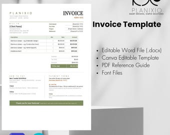 Invoice Template for Contractors & Architects | Professional Billing and  Payment Form  | Excel  and Canva Editable