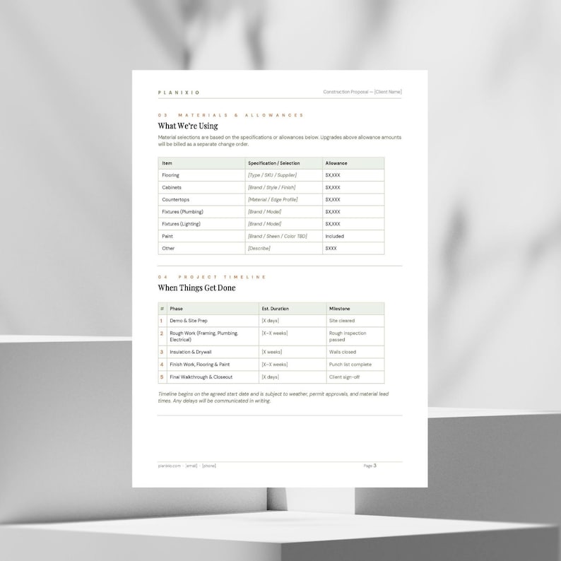 Construction Proposal Template for Contractors | Editable Word & Excel ...