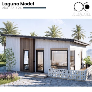 ADU House Plan 22x24 ft | Modern One-Bedroom Shed Roof Tiny Home – Laguna Model