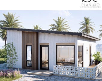 ADU House Plans PDF | 1 Bedroom Coastal Guest House | Beach Style | Shed Roof Cottage | Airbnb Rental Blueprint | Instant Download
