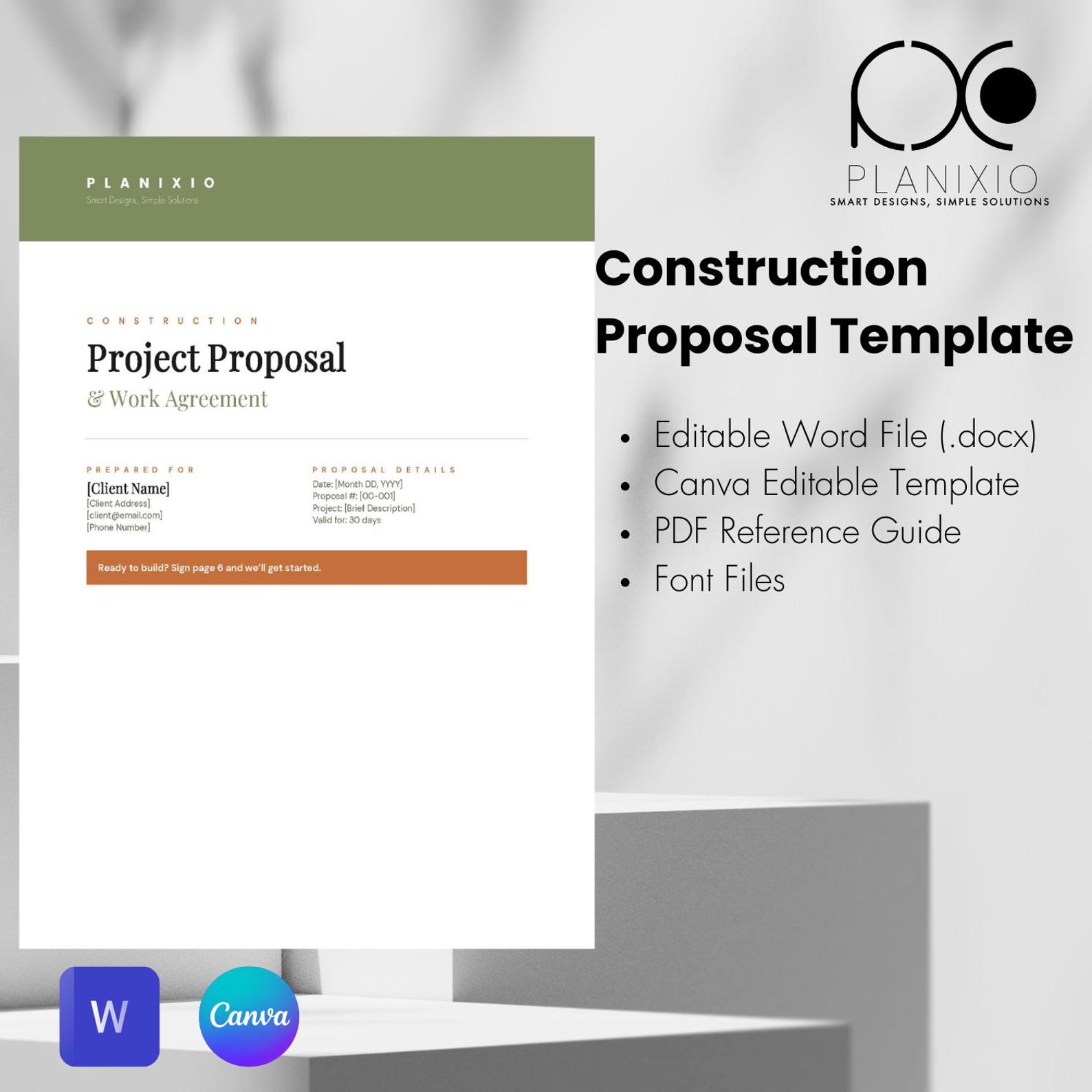 Construction Proposal Template for Contractors | Editable Word & Excel ...