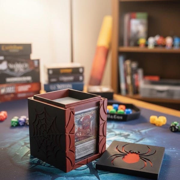 MTG EDH Deck Box | Spider Theme Deck Box  Commander Showcase Display Slot with Toploader | Magnetic Top Fantasy Gaming Cards Organizer