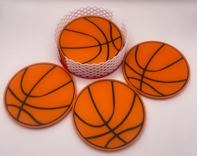 Basketball Coasters 3D Printed Set of 6 - Sports Decor - Gift for Him - Basketball Fan Gift