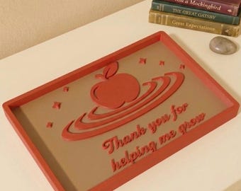 Plateau de remerciement pour professeur de bureau - Journée de reconnaissance des enseignants - Organiseur imprimé 3D pour clés stylos - Cadeau décoratif Apple