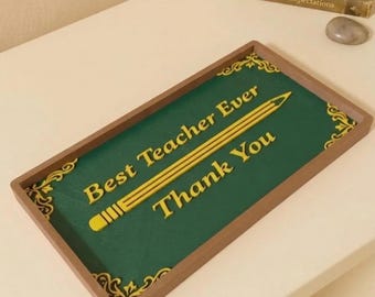 Bandeja organizadora de escritorio "La mejor maestra del mundo" - Regalo para maestras - Organizador multiusos impreso en 3D - Decoración para el aula