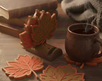 Dessous de verre feuille d'automne | Décoration d'automne | Dessous de verre feuille d'érable | Ensemble de 6 pièces | Décoration de table d'automne rustique | Cadeau de pendaison de crémaillère