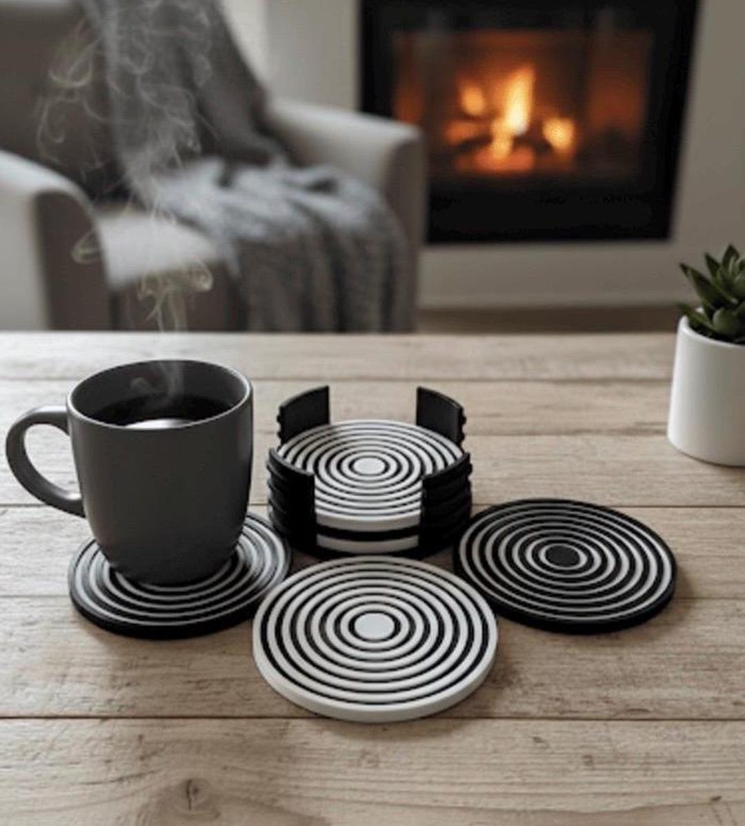 Geometric Coasters 6 Pc With Holder | Unique 3D Printed Housewarming ...