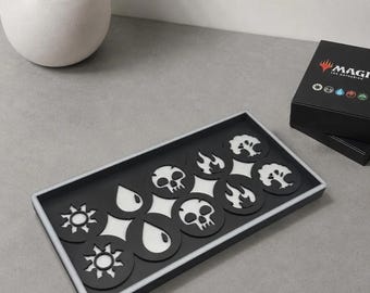 Bandeja organizadora con símbolos de maná de MTG para juegos de mesa - Organizador de escritorio - Bandeja multiusos para la entrada - Soporte para dados y fichas - Regalo para jugadores de juegos de mesa