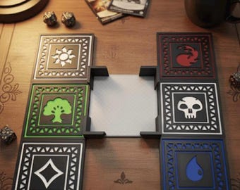 Lleva la magia a tu mesa con este juego de 6 posavasos Mana Square inspirados en MTG: ¡un gran regalo para los jugadores!