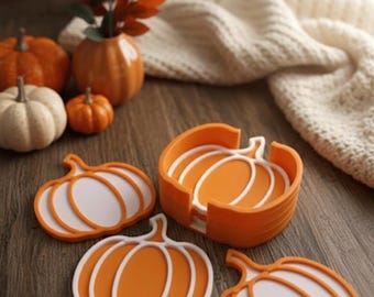 Ensemble de sous-verres citrouilles (6 pièces) - Décoration d'automne imprimée en 3D, verres d'automne, cadeau d'hôtesse mignon pour Thanksgiving