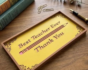 Meilleur enseignant de tous les temps, plateau de rangement pour bureau, organiseur de bureau pour la journée des profs, cadeau de remerciement pour enseignant