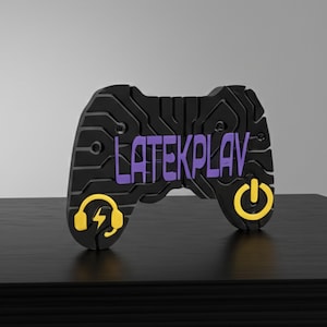 Personalized Gamer Tag Sign - Streamer Name Desk Plaque Sign and Gaming Setup Accessories