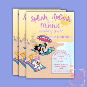Minnie Mouse Summer Birthday Invitation // Digital Download Template