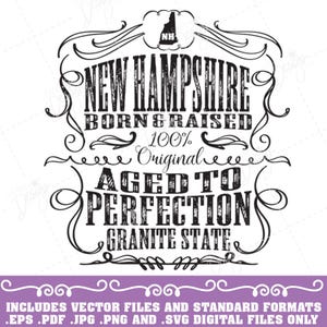 New Hampshire Whiskey Label vector graphics, New Hampshire Svg, New Hampshire eps, NH pdf, NH png, NH jpg, New Hampshire Clip Art