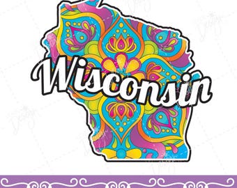 Paquete de gráficos vectoriales de mandala de Wisconsin, Wisconsin SVG, Wisconsin EPS, Wisconsin PDF, Wisconsin PNG, Wisconsin JPG, Wisconsin Clip Art