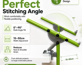 Third Generation Aluminum Alloy Table Side Embroidery Hoop Stand Adjustable Tilt Angle Width Stable Embroidery Frame Holder Fits Most Desks