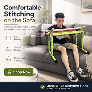 Suitable for Sofa Use Cross Stitch Aluminum Stand,, Aluminum Alloy, Tiltable Width Adjustable, Bed & Table Use, Strong Load Capacity