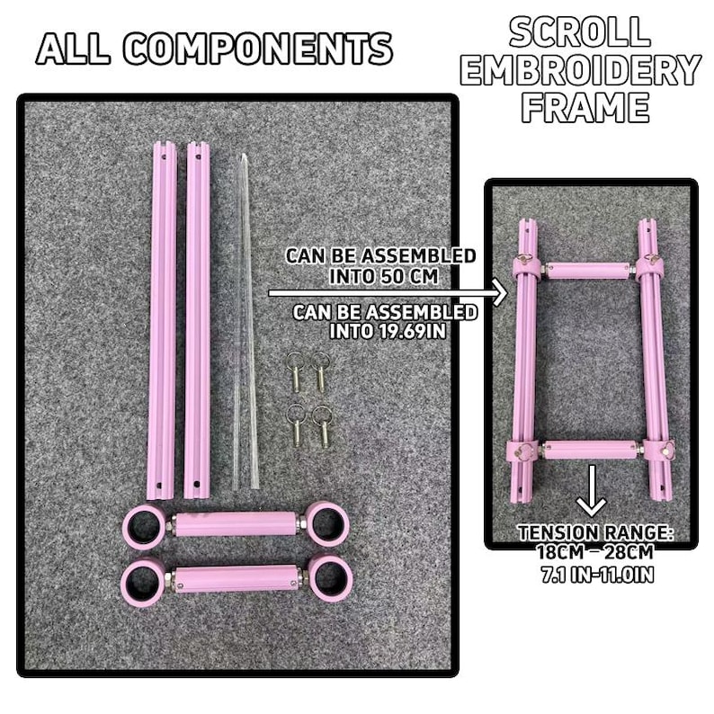 Pink Adjustable Aluminum Alloy Scroll Frame for Cross Stitch | Extra ...