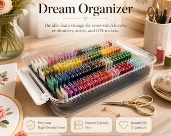 Second generation Embroidery Floss Storage Box(excluding spools) Fits 3mm Acrylic Bobbins Foam Insert Craft Storage for Embroidery Crafters