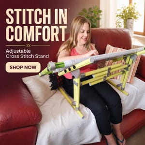 2-in-1 Aluminum Cross Stitch Frame Stand for Bed & Table – Adjustable Height 25–55cm 9.84–21.65 inches, Width 42–80cm 16.54–31.50 inches