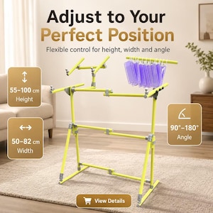 2-in-1 Adjustable Aluminum Alloy Cross Stitch Stand – Floor Bed Use, Heavy Duty Embroidery Frame for Chair, Sofa, or Bed