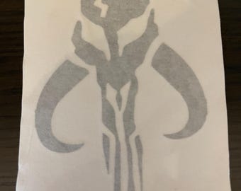 Zwarte Mythosaurus Schedel Vinyl Sticker – Premium Mandalorian-geïnspireerde Sticker