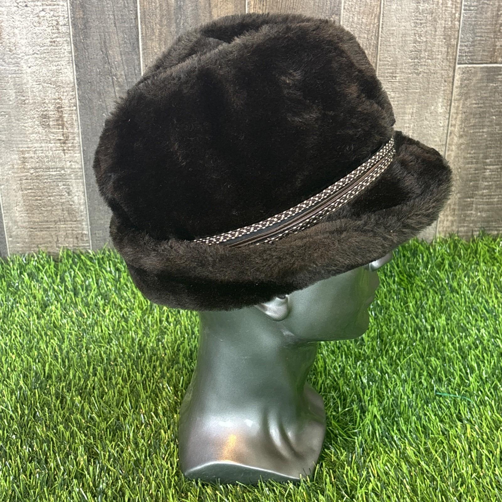 Vintage Faux Fur Fedora Hat‎ Brown w/ Band Union Made Size Medium Vintage Faux Fur Fedora Hat Brown W/ Band Union Made Size  main image 3