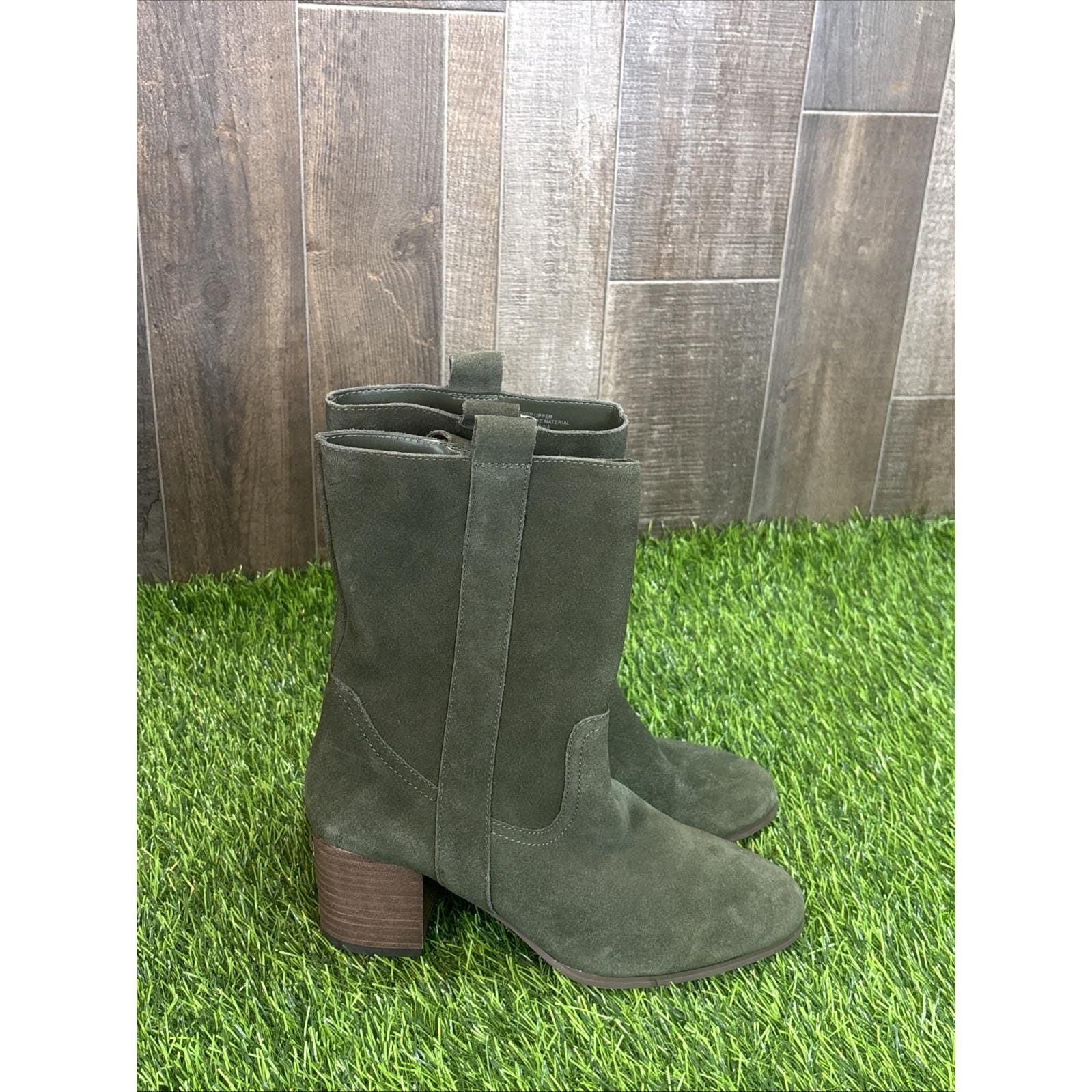 FOWT Olive Green Men Fashion Round Toe Block Low Heel Stretchy Ankle Boots This Fall main image 3