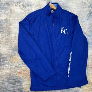 Majestic Kansas City Royals Windbreaker Jacket Womens M Blue Full Zip image 2