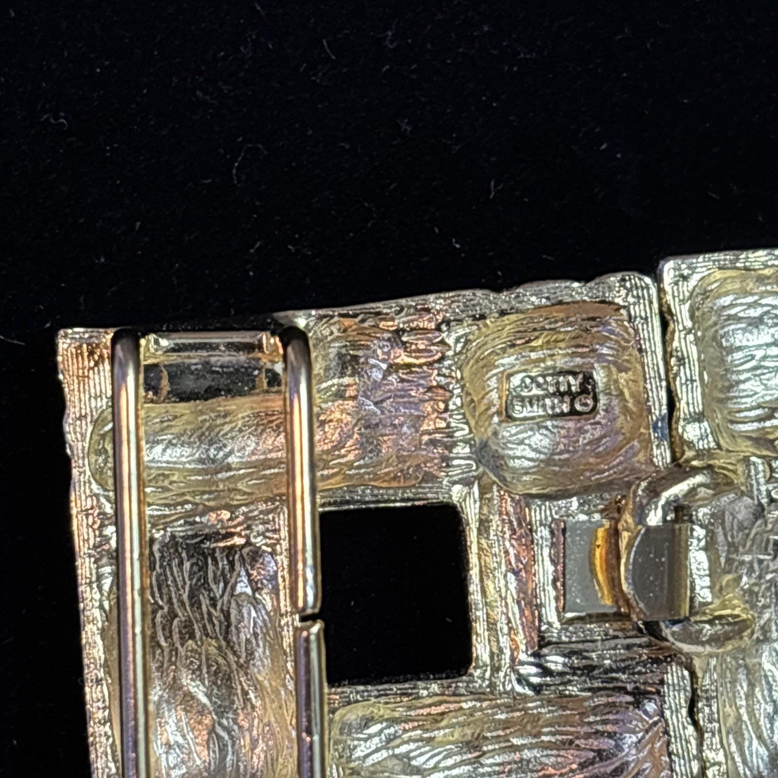 Vintage‎ Dottie Smith Silver Tone Belt Buckle Geometric Squares Designer 1980s Vintage Dottie Smith Gold Tone Belt Buckle Statement  main image 3