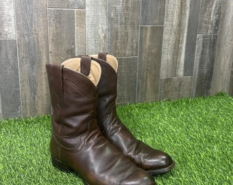 Tecovas Earl Brown Leather Western Boots Men's Size 12 EE Cowboy