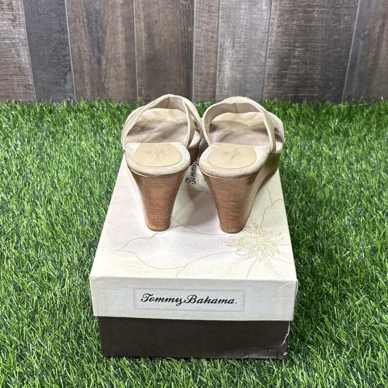 Tommy Bahama Wooden Say No Raw Sugar Italy Suede Leather Slide Sandals image 5