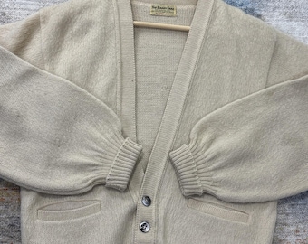 Vintage Lord Jeff The Baggy Shag Ivory Wool Blend Grandpa Cardigan Sweater USA