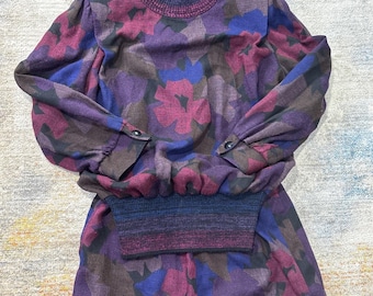 Vintage 80s Leslie Fay Skirt Set Size 6 Floral Shoulder Pads Secretary Retro