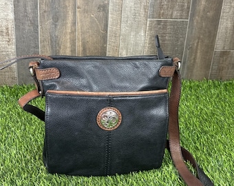Brighton London Groove Selena Crossbody Organizer Bag Black Brown Leather