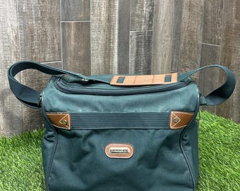 Vintage Jaguar Carry-On Travel Bag Green w/ Lock & Key Retro Luggage