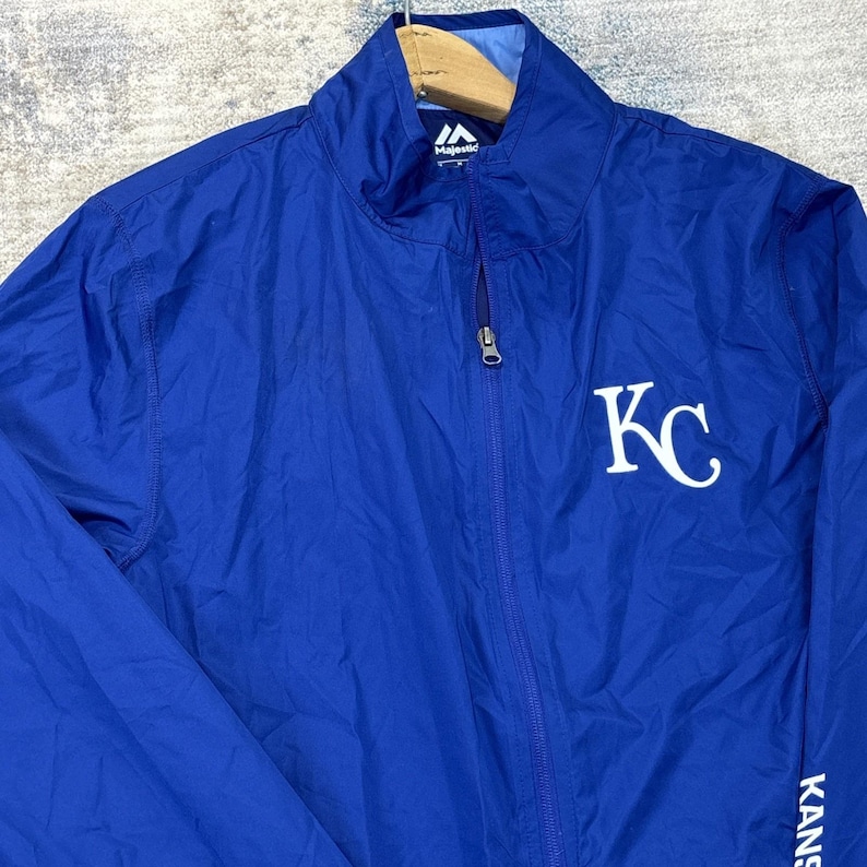 Majestic Kansas City Royals Windbreaker Jacket Womens M Blue Full Zip image 1