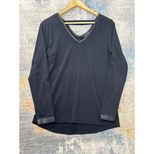 Deletta Anthropologie - Top tunique asymétrique en lin mélangé noir Anthropologie M image 8