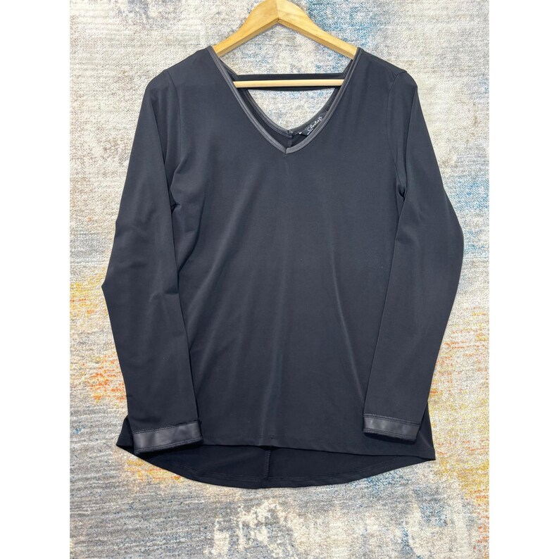 Deletta Anthropologie - Top tunique asymétrique en lin mélangé noir Anthropologie M image 8