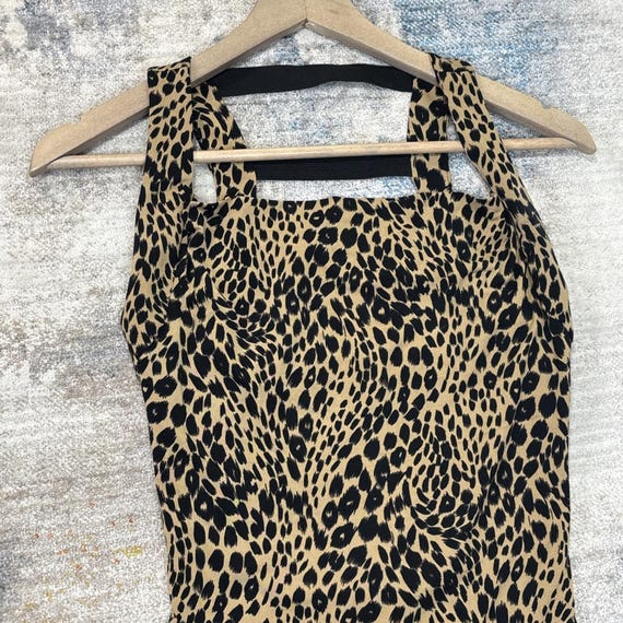 Vintage Y2K Charlotte Russe Leopard Mini Dress Small Halter Bodycon Maximalist
