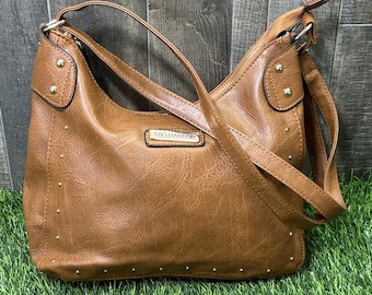 Sag Harbor Hobo Shoulder Bag Brown Studded Crescent Slouchy Purse