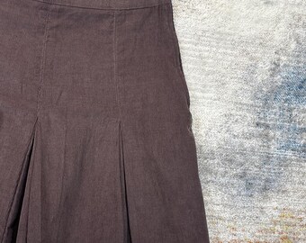 Minifalda plisada marrón con sombra de ojos Y2K, estilo colegiala, talla 5