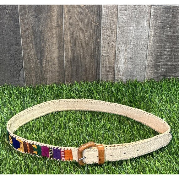 Handcrafted Leather Belt Woven Design Women's Size 36