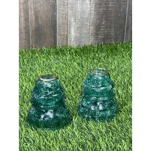Kavel 2 Hemingray 42 Glasisolatoren Teal Aqua Vintage USA Crackle